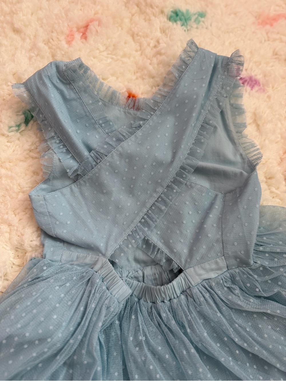 Mini Boden Light Blue Floral Embroidered Tulle Dress for Kids size 7-8 - Picture 2 of 5